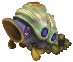 Artwork of the Arctic Cannon Larva from Pikmin 3.