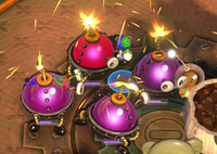 Four Bombardier Beebs in Pikmin Adventure.