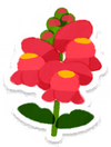 Lifelog artwork of a red snapdragon from Pikmin Bloom.