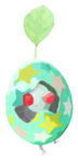 Lifelog artwork of a White Special Decor Pikmin with Easter Egg decor from Pikmin Bloom.