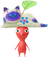 A Red Special Decor Pikmin with Balinese Carving decor from Pikmin Bloom.
