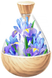 A full jar of blue iris petals from Pikmin Bloom.