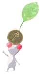 Lifelog artwork of a White Roadside Decor Pikmin with Coin decor from Pikmin Bloom.