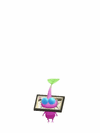 An animation of a Winged Pikmin with a Picture Frame from Pikmin Bloom.