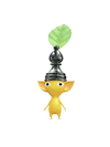 An animation of a Yellow Pikmin with a Black Chess Piece from Pikmin Bloom