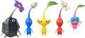 The 5 types of Pikmin in Hey! Pikmin.