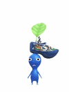 An animation of a Blue Pikmin with Klompen Keychain from Pikmin Bloom.