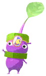 Lifelog artwork of a Purple Supermarket Decor Pikmin with Banana (Rare) decor from Pikmin Bloom.