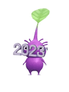 An animation of a Purple Pikmin with 2023 Glasses from Pikmin Bloom