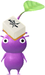 A Purple Special Decor Pikmin with Mahjong Tile decor from Pikmin Bloom.