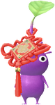 A special purple Decor Pikmin wearing a red Lunar New Year ornament.