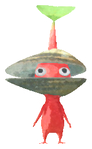 Lifelog artwork of a Red Beach Decor Pikmin with Shell decor from Pikmin Bloom.