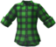 "Checkered Flannel Shirt (Green)" Mii shirt part in Pikmin Bloom. Original filename is icon_of0074_Shi_CollardShirt1_c04.