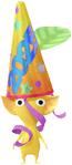 A Yellow Special Decor Pikmin with Party Popper 2025 decor from Pikmin Bloom.