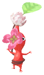 Lifelog artwork of a Red Park Decor Pikmin with Four-Leaf Clover (Rare) decor from Pikmin Bloom.