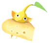 Lifelog artwork of a Yellow Special Decor Pikmin with Cheese decor from Pikmin Bloom.