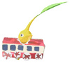 Lifelog artwork of a Yellow Station Decor Pikmin with Paper Train decor from Pikmin Bloom.