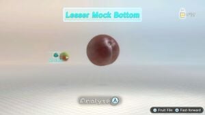 Analyzing a fruit in the day results menu in Pikmin 3 Deluxe.