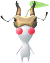 A White Forest Decor Pikmin with Stag Beetle decor from Pikmin Bloom.