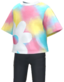 "Flower print T-shirt (pastel colors)" outfit in Pikmin Bloom. Original filename is icon_Preset_Costume_1314_FChallenge04.