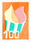 An event postcard stamp in Pikmin Bloom, for Ice Cream 2023.