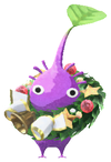 Lifelog artwork of a Purple Special Decor Pikmin with 2025 Ornament decor from Pikmin Bloom.