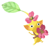 Lifelog artwork of a Yellow Park Decor Pikmin with Four-Leaf Clover (Rare) decor from Pikmin Bloom.