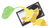 Lifelog artwork of a Yellow Special Decor Pikmin with Hanafuda Card (Volume 1) decor from Pikmin Bloom.