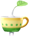 A White Café Decor Pikmin with Coffee Cup decor from Pikmin Bloom.