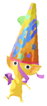Lifelog artwork of a Yellow Special Decor Pikmin with Party Popper 2025 decor from Pikmin Bloom.