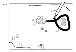 Artwork by Yuji Kando and Yutaka Hirameki used in a 2006 patent to demonstrate the concept behind a Pikmin-type game running on the Nintendo DS.