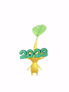 An animation of a Yellow Pikmin with 2023 Glasses from Pikmin Bloom