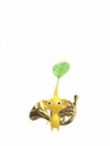 An animation of a Yellow Pikmin with a Tiny Instrument from Pikmin Bloom.