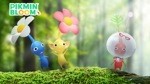 Promotional image for the Pikmin 3 Deluxe Throwback Event in Pikmin Bloom.