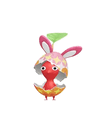 An animation of a Red Pikmin with a Bunny Egg from Pikmin Bloom
