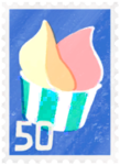 An event postcard stamp in Pikmin Bloom, for Ice Cream 2023.