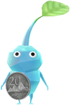An Ice Roadside Decor Pikmin with Coin decor from Pikmin Bloom.