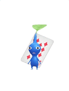 An animation of a Blue Pikmin with a Playing Card from Pikmin Bloom