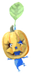 Lifelog artwork of a Blue Special Decor Pikmin with Jack-o'-lantern decor from Pikmin Bloom.