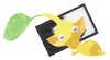 Lifelog artwork of a Yellow Special Decor Pikmin with Hanafuda Card (Volume 1) decor from Pikmin Bloom.