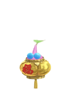 An animation of a Winged Pikmin with a Lunar New Year Ornament: Gold from Pikmin Bloom