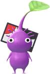 A Purple Special Decor Pikmin with Flower Card (Volume 1) decor from Pikmin Bloom.