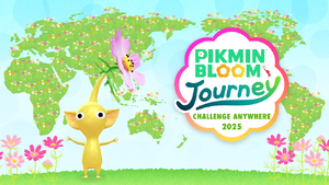 Promotional image for the Pikmin Bloom Journey 2025: Challenge Anywhere Event in Pikmin Bloom.