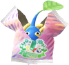A Blue Special Decor Pikmin with First Anniversary Snack decor from Pikmin Bloom.