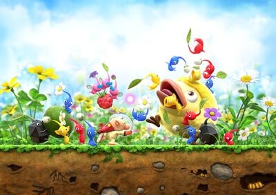 Artwork used for the cover of Hey! Pikmin.