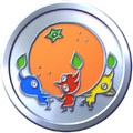 Enthusiast Expedition Badge. The badge shows Pikmin carrying an orange.