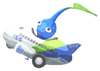 Lifelog artwork of a Blue Airport Decor Pikmin with Toy Airplane decor from Pikmin Bloom.