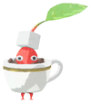 Lifelog artwork of a Red Café Decor Pikmin with Coffee Cup decor from Pikmin Bloom.