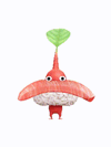 An animation of a red Pikmin with a sushi piece from Pikmin Bloom.