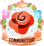Rose Community Day badge from Pikmin Bloom.